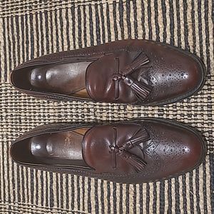 ALLEN EDMONDS MANCHESTER BURGUNDY BROWN WING TIP TASSEL LOAFERS